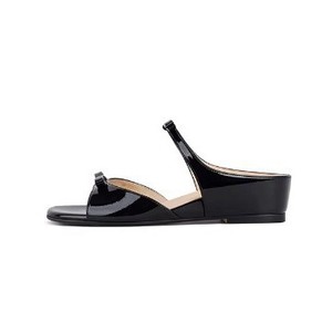 Sandales compensées pour femmes en peau de mouton doublée, bout rond, nœud français, bout ouvert, grande taille, pour l'extérieur - Product Image 1