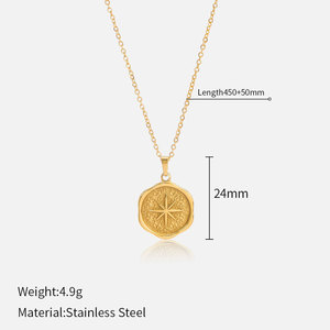 Collier pendentif vintage personnalisé en acier inoxydable 316L, plaqué or 14K 18K PVD, bijoux fins, colliers tendance pour femmes - Product Image 5