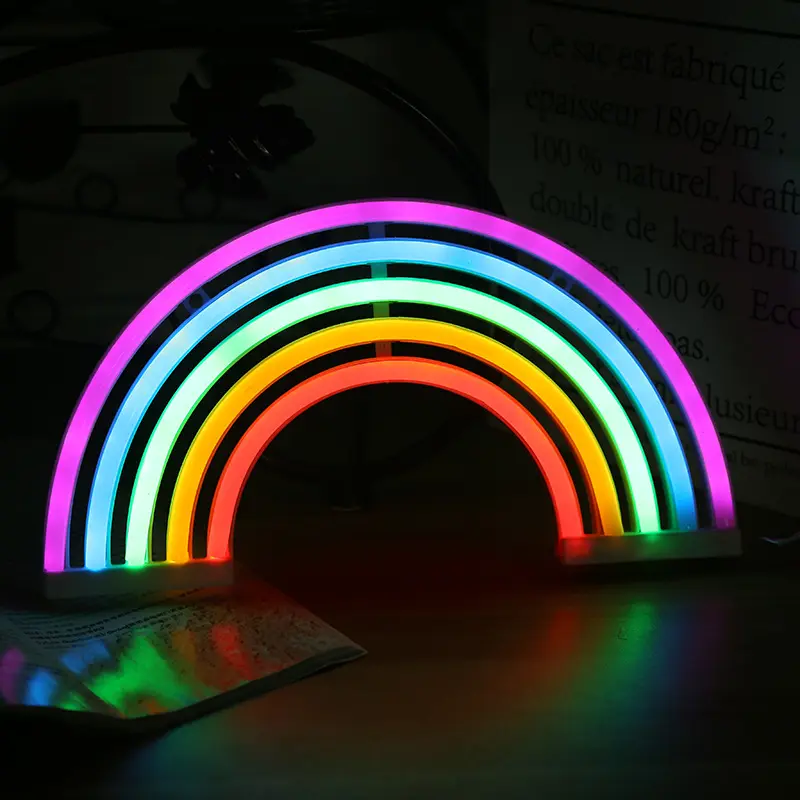 Popular rainbow night light led neon signs creative cute children room wall decorative colorful neon lamps