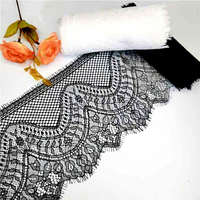 Erkoumi 2026 Gaya Baru Ramah Lingkungan Jaring 15cm Bordir Putih Hitam Renda Chantilly untuk Pakaian Tidur Lingerie Mewah