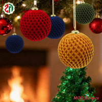 Boule de Noël en mousse rouge matelassée multicolore pour arbre de Noël, décoration de fête de Noël de luxe pour la maison