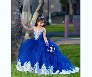 White Blue Dress - White Dress with Blue Accessories