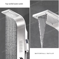 Offre Spéciale 304 Panneau de douche intelligent en acier inoxydable LED Colonne de robinet de douche thermostatique Panneau de douche mural haute pression