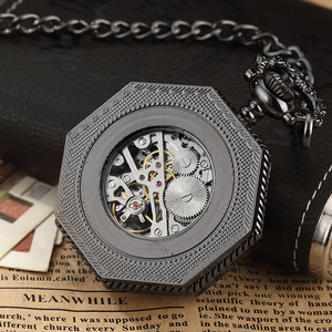 Double Roman Number <strong>Design</strong> Blue Roman Number Custom Blue Inner <strong>Clock</strong> Mechanical <strong>Movement</strong> Blue Pocket Watch - Product Image 5