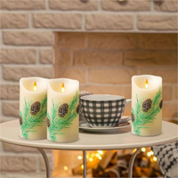 Lampe à bougie LED décorative en paraffine, design pomme de pin, télécommande, fonctionne sur piles, pour Halloween, Nouvel An, hiver, table de fête