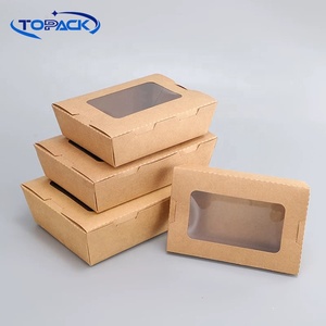 Tek kullanımlık paket hızlı gıda Kraft kağıt öğle yemeği gitmek için pencere ile yemek kabı kağıt salata kutuları - Product Image 2