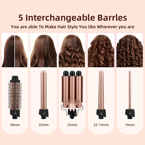 Biểu Tượng Tùy Chỉnh 5 Trong 1 Hoán Đổi Cho Nhau Ptc Gốm Tạo Kiểu Tóc Công Cụ Thiết Lập Nhiệt Bàn Chải Và 4 Hoán Đổi Cho Nhau Gốm Curling Wand - Product Image 4