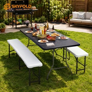 Offerta: Set <span class=keywords><strong>Tavolo</strong></span> e Panche <span class=keywords><strong>Pieghevoli</strong></span> in HDPE di Alta Qualità per Giardino, Picnic e Campeggio - Product Image 4