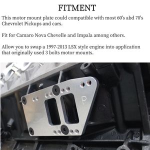 Chevrolet LS Engine Mount Silver <b>Black</b> Alloy <b>Bracket</b> for LS1 LS2 LS3 Motor Swap Retrofit Upgrade - Product Image 5