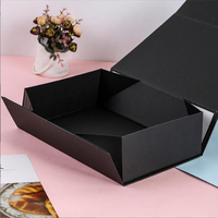 Coffret Cadeau Pliant Magnétique sur Mesure Noir Mat Luxe avec Couvercle Magnétique