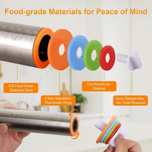 Rouleau à pâtisserie en silicone avec anneaux de réglage d'épaisseur - Product Image 4