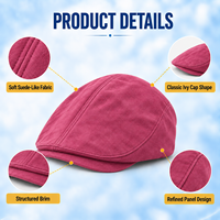 Casquette plate unisexe en canneberge, style Ivy classique, couleur rose foncé, vintage, décontractée, pour chauffeur, hiver, minimaliste, vente en gros