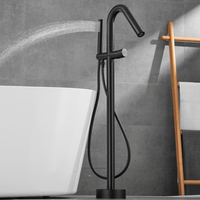 Robinet de baignoire sur pied à une poignée Azeta avec douchette Robinet de baignoire en laiton doré brossé
