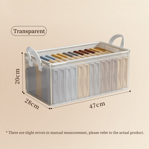 Caja de almacenamiento de tela de malla de PVC transparente plegable, armario, ropa, pantalones, contenedores organizadores con marco de acero - Product Image 3