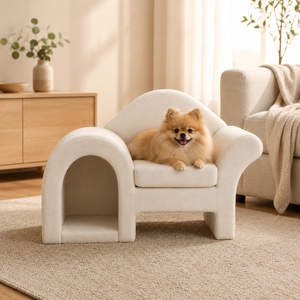 Sofá Cama <span class=keywords><strong>de</strong></span> Madera Moderno y Minimalista 2 en 1 para la <span class=keywords><strong>Convivencia</strong></span> entre Humanos y Mascotas, con Cueva Oculta, Asiento Acolchado Grueso, Diseñado para Gatos y Perros Grandes - Product Image 6