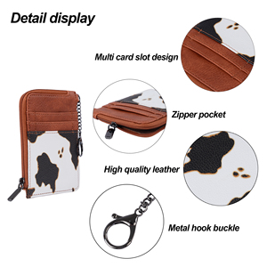 Sottile sottile e minimalista con stampa di mucca porta carte di credito portachiavi portafoglio piccolo portafogli borsa donna marsupio con tasca <span class=keywords><strong>A</strong></span> cerniera - Product Image 4