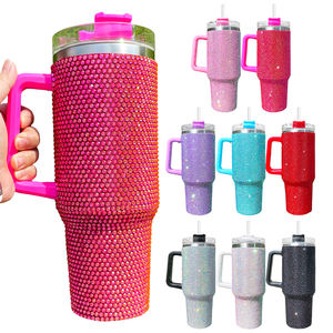 Vente en gros tasse de camping en plein air 40 Oz Rhinestone clouté Bling Tumbler Full Bling Rhinestone 40 oz Tumbler avec poignée et paille - Product Image 4