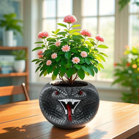 Pot de fleurs en résine en forme de tête de serpent Cobra, pot de fleurs en forme d'animal, pot de fleurs de bureau, succulente, décoration de table d'intérieur, décoration de jardin, ornement artisanal fait à la main