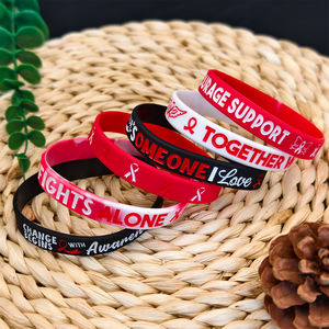 Logotipo personalizado Cinta roja Prevención del VIH Pulsera de silicona Promoción DE LA SALUD Sensibilización Pulsera de goma para uso en eventos - Product Image 4