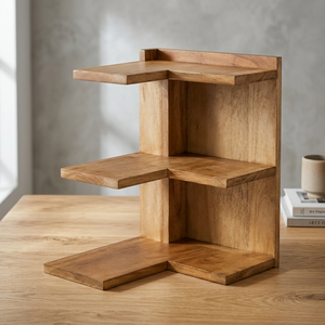 Bandeja de Almacenamiento Rectangular de Madera de Mango para Esquinas |   Mueble de Almacenamiento Plegable Rústico Hecho a Mano de Una Sola Capa 60x60x90cm Venta al por Mayor en India - Product Image 2