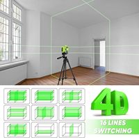 Niveau laser 4D NEOBRISKEN vert 360° auto-nivelant avec trépied 4x360, outil de construction et de rénovation pour alignement de carreaux de sol
