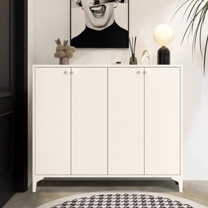 Niveles de armario Almacenamiento de acero Gabinetes de zapatos ajustables de metal blanco <span class=keywords><strong>con</strong></span> puertas y estantes Muebles modernos para el hogar y la sala de estar - Product Image 2