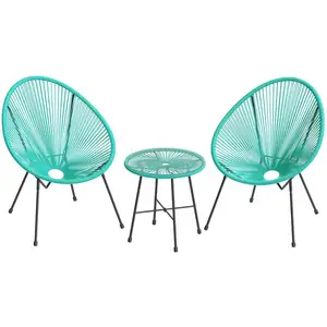 Rattan sandalye hasır açık bahçe kesit mobilya 2 oturma konuşma seti yeşil veranda bistro seti 3 adet