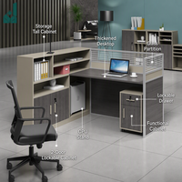 Poste de travail modulaire moderne avec panneaux d'intimité et armoire de rangement pour bureaux cloisonnés de 4 à 6 personnes