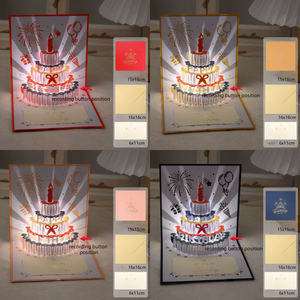 Biglietto d'<span class=keywords><strong>auguri</strong></span> di <span class=keywords><strong>compleanno</strong></span> 3D pop-up Evergreenwrap con registrazione vocale e luce, souvenir di alta qualità con busta, fornitura all'ingrosso - Product Image 5