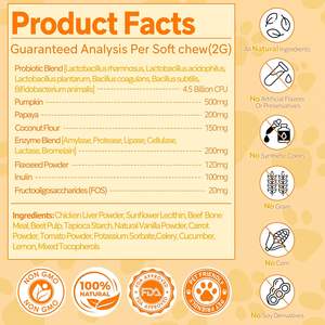 Probióticos para Perros con Prebióticos, Marca Privada OEM ODM, Promueve un Microbioma Intestinal Equilibrado, Refuerza la Salud Inmunológica, Masticables Blandos - Product Image 3