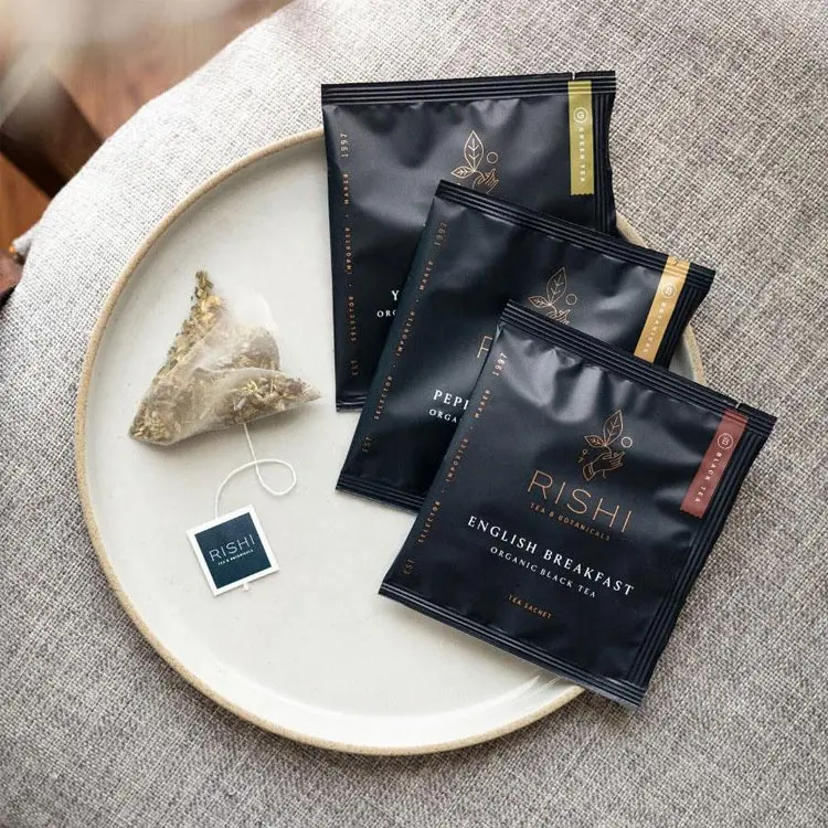 Heat Sealing Nylon Pyramid Tea Filter Bags Handle Disposable Triangle Tea Bags Packaging For Oolong Loose Tea