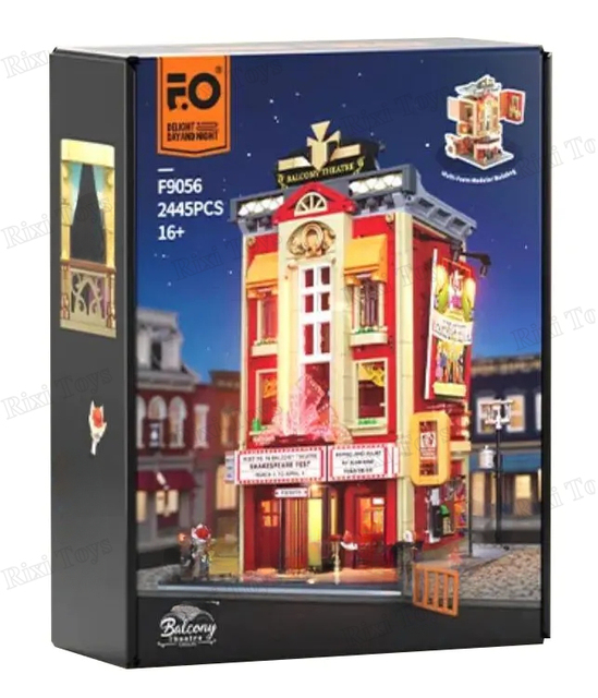 F9056 Streamer Theater House with Led Light DIY Assembling Construction Bricks Model Toys for Children Gift Building Blocks Sets