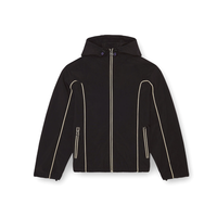 Veste coupe-vent à capuche pour homme, avec bordure contrastée, tissu Ripstop, doublure en mesh, membrane imperméable, style streetwear, vente en gros