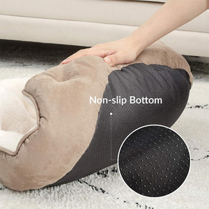 Cama de Lujo para Perros y Gatos, Diseño Nuevo, Talla XL, Cueva para Mascotas de Interior, Lino y Piel Sintética, Duradera, Gruesa, con Funda Extraíble, para Todas las Estaciones - Product Image 4