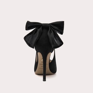 Spring and Summer New <strong>Black</strong> Pointy High <strong>Heels</strong> Ladies Thin <strong>Heel</strong> Single Shoes Butterfly Wedding Shoes <strong>Small</strong> Bride Shoes - Product Image 5