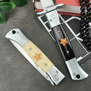 Coltello Tattico Russo Pieghevole X12M con Lama <span class=keywords><strong>in</strong></span> Alluminio Aeronautico e Manico <span class=keywords><strong>in</strong></span> Resina, Coltello da <span class=keywords><strong>Tasca</strong></span> per Caccia e Sopravvivenza EDC - Product Image 5