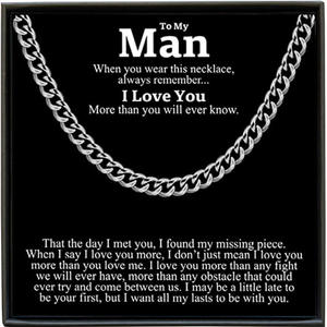 Men's Hip Hop Cuban <b>Chain</b> <b>Copper</b> Necklace Personalized Novelty Gift Gift Box Message Card-Perfect Birthday Gift for Husband/Wife - Product Image 3