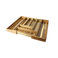 Organisateur de tiroir à couverts en bois d'acacia extensible et réglable Natural House