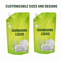 Pochettes à bec verseur imprimées sur mesure, structure laminée avec poignée, 500 ml, 1 L, 2 L pour lessive liquide