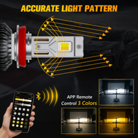 Bombilla LED para Faros Delanteros de 6500K y 3000K, H4, con Control por Aplicación, 170W de Alta Potencia, 9005, 9006, H7, H11, Control por Teléfono, Luz para Automóvil