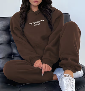 Conjunto de Ropa Personalizada de Dos Piezas, Sudadera con Capucha y Pantalones Deportivos, Ropa Urbana de Otoño para Mujer, Conjunto de Dos Piezas de Felpa Gruesa para Mujer - Product Image 3