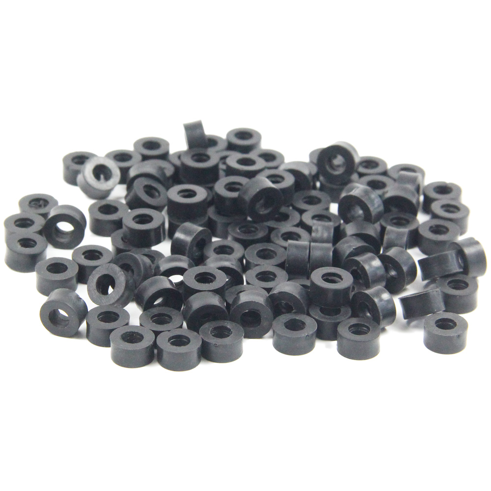 Espaçadores de bainha de borracha, 5mm de espessura de nylon, preto, diy, fixador plano, arruela amortecedora