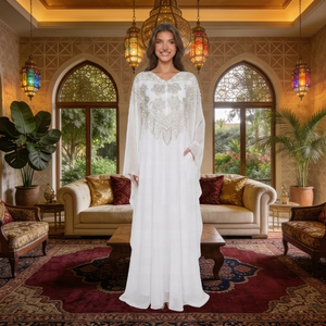 <span class=keywords><strong>Abaya</strong></span> Ouverte Blanche 2026 Style Élégant Kebaya Musulmane Femme Mode Moderne Baju Kurung Malaisie Polyester Ensembles Décontractés Modernes pour Adultes - Product Image 3