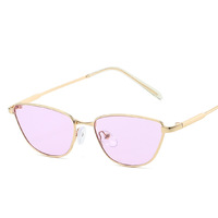 Lunettes de soleil rétro à petite monture en métal pour femmes, style européen et américain, œil-de-chat, haut de gamme, couleurs bonbon, polarisées UV380