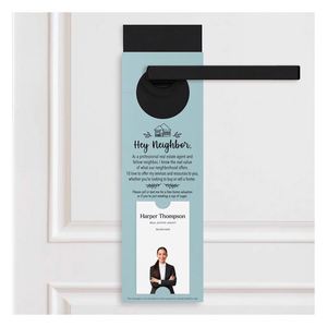 Etiquetas Colgantes para Puerta de Agente Inmobiliario Hey Neighbor, Personalizadas, Promocionales, para Negocios Inmobiliarios - Product Image 1