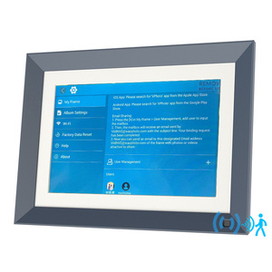 Cadre photo numérique intelligent Wi-Fi 12 pouces 1280x800 avec cadre en bois, horloge, lecture vidéo, MP3 - Product Image 2