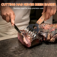 Griffes à viande en acier inoxydable avec longues poignées en bois, outil de attendrisseur de viande pour barbecue, idéal pour le porc, la dinde et le poulet déchiquetés