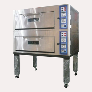 Four à sole industriel double autoportant en acier inoxydable 304, pour pain et pizza, avec option gaz et contrôle numérique du minuterie, pour pâtisserie - Product Image 1