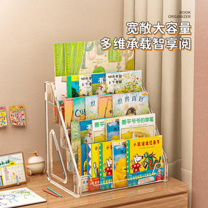 Estantería acrílica para niños, estante de almacenamiento de doble nivel para dormitorio, escritorio, organización de libros ilustrados para niños - Product Image 2