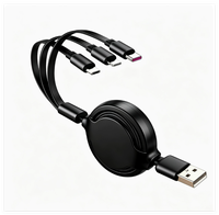 Câble de charge rétractable 3-en-1 en silicone liquide, charge rapide 3A, cordon de données multi-USB, logo personnalisé double face, cadeau, vente en gros